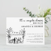 Couple shower brunch sketchy invitation einladung (Stehend Vorderseite)