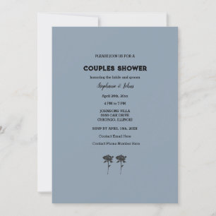 Couple Shower Dusty Blue Black Floral Wedding Einladung