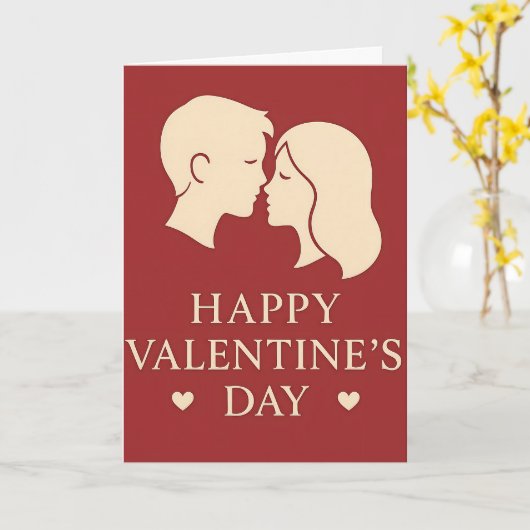 Couple Silhouette Happy Valentines Romantic Karte (Gelbe Blume)