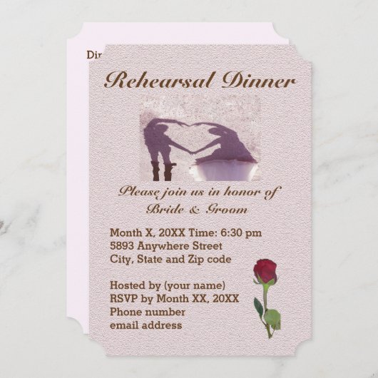 Couple Silhouette Probe Abendessen im Herzen von S Einladung (Vorne/Hinten)