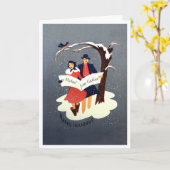 Couple Singen unter Baumschnee Grußkarte Karte (Gelbe Blume)