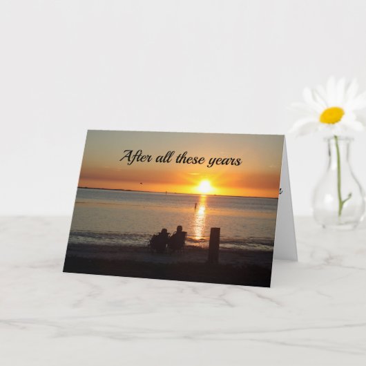 Couple Sit On Beach bei Sunset Anniversary Card Karte (Kleine Pflanze)