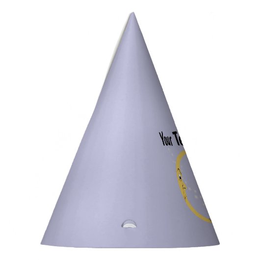 Couple sitzt auf dem gelben Halbmond Angry Gesicht Partyhütchen (Links)