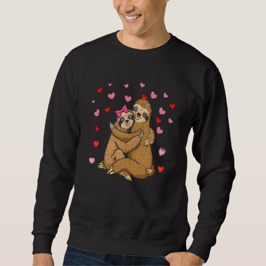 Couple Sloths Valentine's Hearts Matching Family Sweatshirt (Vorderseite)