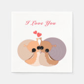 Couple Snail Napkins mit Text - I Liebe You Serviette (Vorderseite)