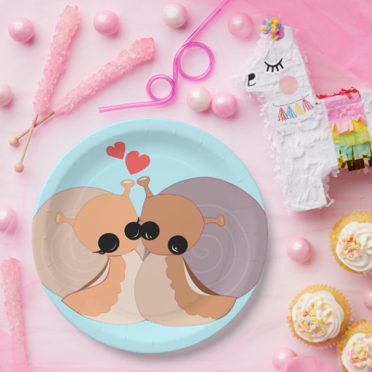 Couple Snails Paper Tellers Liebe Pappteller (Party)