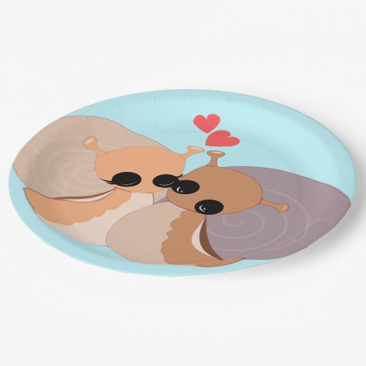 Couple Snails Paper Tellers Liebe Pappteller (Schrägansicht)