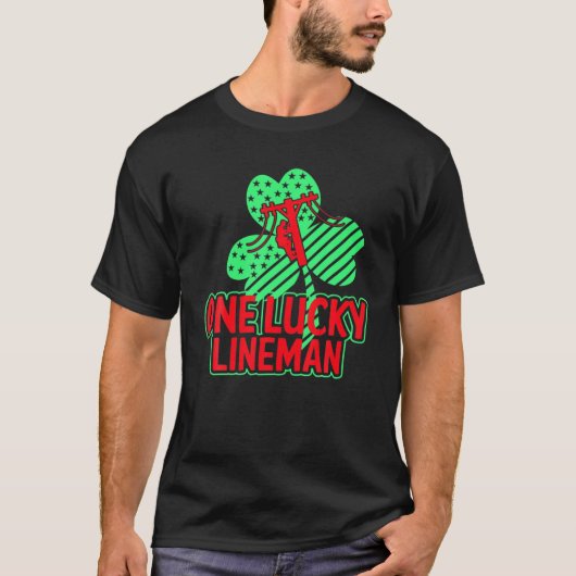 Couple St Patricks Day - One Lucky Lineman T-Shirt (Vorderseite)