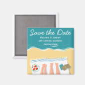 Couple Sunbat on Beach Custom Save the Date Magnet (Vorderseite/Rückseite)