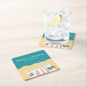 Couple Sunbat on Beach Personalisiert Rechteckiger Pappuntersetzer (Vor Ort)