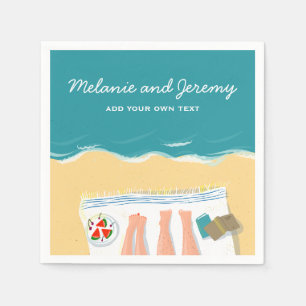 Couple Sunbat on Beach Personalisiert Serviette