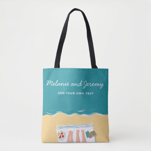 Couple Sunbat on Beach Personalisiert Tasche (Vorderseite)