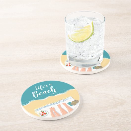 Couple Sunbat on Beach Slogan Getränkeuntersetzer (Seite)