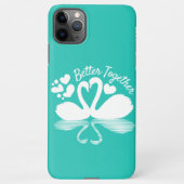 Couple Swan Silhouette Reflektion im Wasser iPhone Hülle (Rückseite)