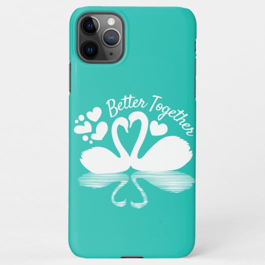 Couple Swan Silhouette Reflektion im Wasser iPhone Hülle (Rückseite)