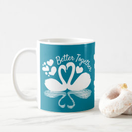 Couple Swan Silhouette Reflektion im Wasser Kaffeetasse