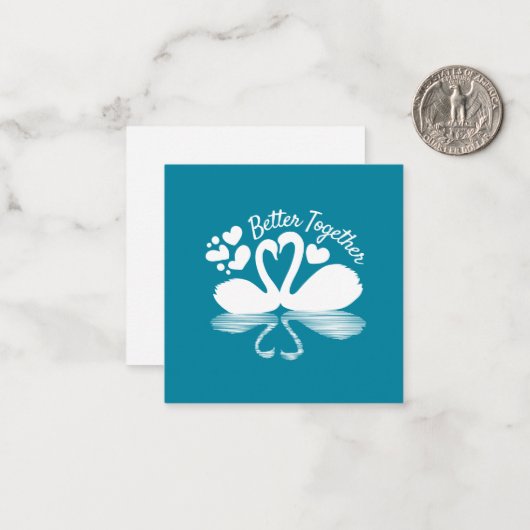 Couple Swan Silhouette Reflektion im Wasser Mitteilungskarte (Vorderseite/Rückseite Beispiel)