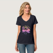 Couple Swan Silhouette Reflektion im Wasser T-Shirt (Vorderseite Vollansicht)