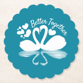 Couple Swan Silhouette Reflektion im Wasser Untersetzer