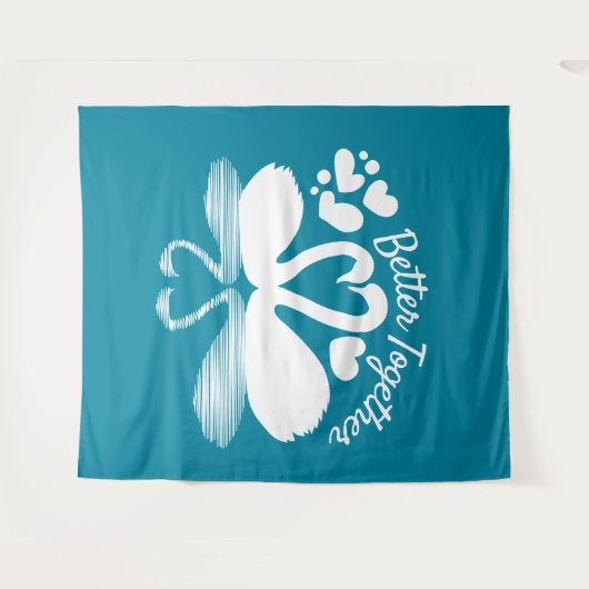 Couple Swan Silhouette Reflektion im Wasser Wandteppich (Vorderseite (Horizontal))