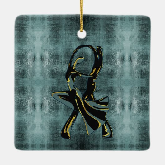 Couple Tanzen in der Nacht Keramikornament (Rückseite)