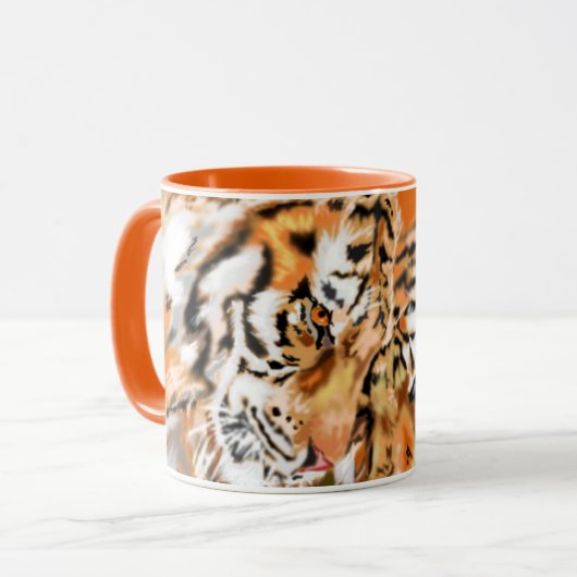 Couple Tigers Tasse Geschenk - Umarmung (Vorderseite Links)