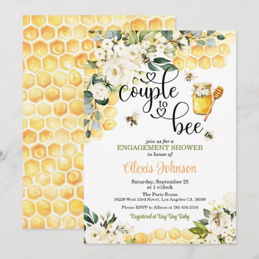 Couple to Bee Engagement Shower Invitation Einladung (Vorne/Hinten)