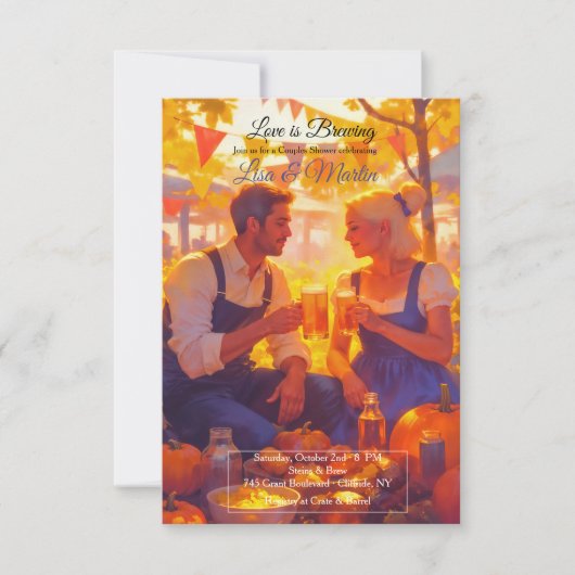 Couple Toasting Fall Invitation  Einladung (Vorderseite)