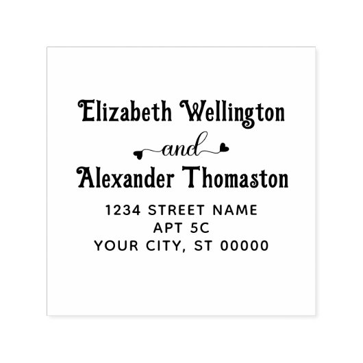 Couple Two Name Extravagant Heart"and" #1 Rücksend Permastempel (Design)