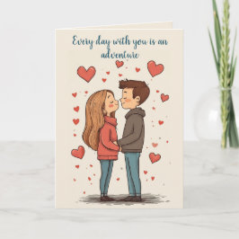 Couple und Hearts Valentinstag Beige Karte