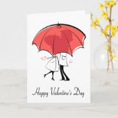 Couple Under Red Umbrella for Valentine's Day Karte (Gelbe Blume)