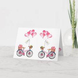 Couple Valentine Pink Blue Bike Ballon Herzliche L Feiertagskarte