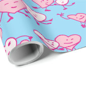 Couple Valentine Pink Dance Hearts Wrapping Paper Geschenkpapier (Rolleneckpunkt)
