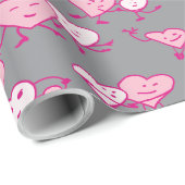 Couple Valentine Pink Dance Hearts Wrapping Paper Geschenkpapier (Rolleneckpunkt)