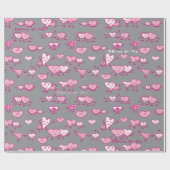 Couple Valentine Pink Dance Hearts Wrapping Paper Geschenkpapier (Flach)