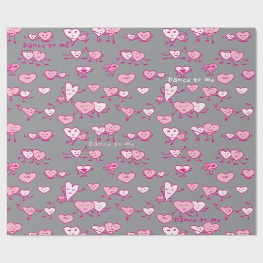 Couple Valentine Pink Dance Hearts Wrapping Paper Geschenkpapier (Flach)