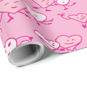 Couple Valentine Pink Dance Hearts Wrapping Paper Geschenkpapier (Rolleneckpunkt)