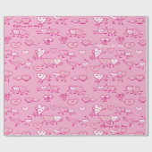 Couple Valentine Pink Dance Hearts Wrapping Paper Geschenkpapier (Flach)