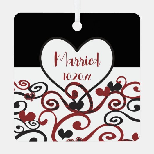 Couple Verheiratet Date Neu verheiratete Wirble Li Ornament Aus Metall (Rückseite)