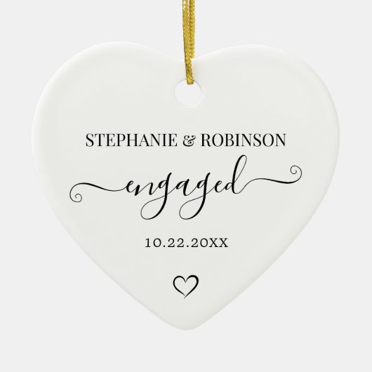 Couple Verlobung Ankündigung Herz Keepake Keramik Ornament (Vorne)