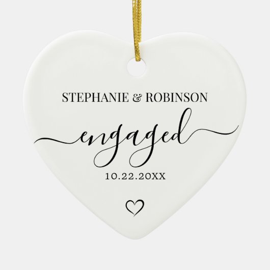 Couple Verlobung Ankündigung Herz Keepake Keramik Ornament (Vorne)