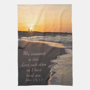 Couple Walking Beach bei Sunrise John 15 12 Geschirrtuch