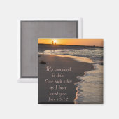 Couple Walking Beach bei Sunrise John 15 12 Magnet (Vorderseite/Rückseite)