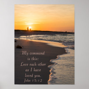 Couple Walking Beach bei Sunrise John 15 12 Poster