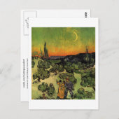 Couple Walking Crescent Moon, Van Gogh Fine Art Postkarte (Vorne/Hinten)