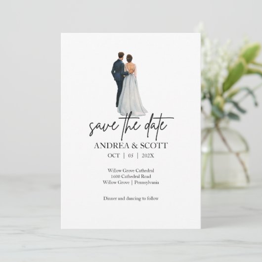 Couple Water color Save the Date Einladung (Stehend Vorderseite)