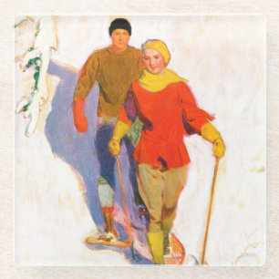 Couple Wearing Snowschuhe von McClelland Barclay Glasuntersetzer