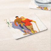 Couple Wearing Snowschuhe von McClelland Barclay Rechteckiger Pappuntersetzer (angewinkelt)