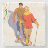 Couple Wearing Snowschuhe von McClelland Barclay Steinuntersetzer (Vorderseite)