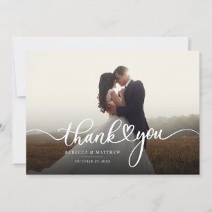 Couple Wedding Foto Calligraphy Vielen Dank Mitteilungskarte